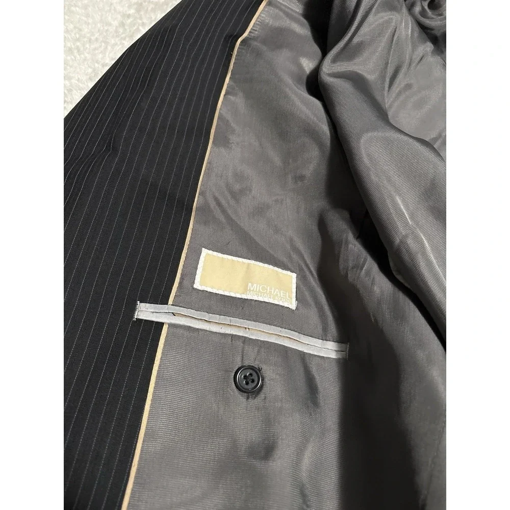 Michael‎ Kors Men's Black Wool Sport Blazer Jacket Size 46R Stripped Classic